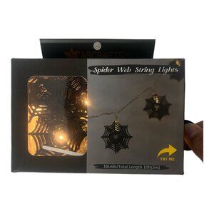 Halloween Pumpkin Horror Spiderweb 10 LED String Lights Battery Operated